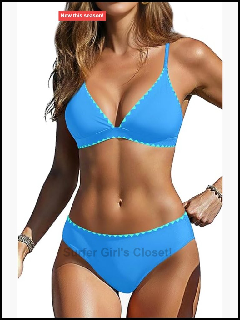 Push Up Bikini Set - Two Piece Swimsuit V Neck Crisscross Back Swimwear